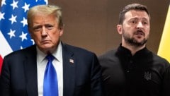 Die Stimmung zwischen US-Präsident Donald Trump und dem ukrainischen Präsidenten Wolodymyr Selenskyj ist angespannt. (Bild: AFP/AP, Krone KREATIV)