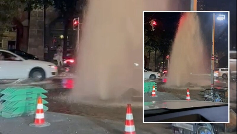 Das Wasser schoss mehrere Meter in die Höhe. (Bild: krone.at-Leserreporter)