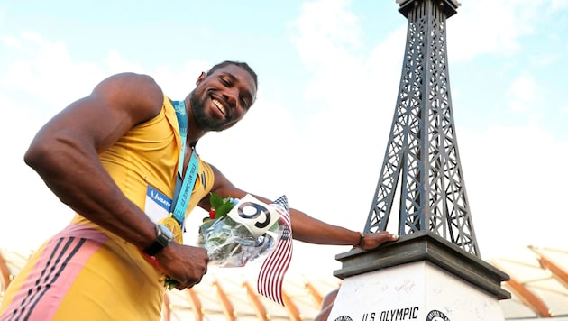 Sprinter Noah Lyles is aiming for the 100 m, 200 m and relay triple in Paris. (Bild: AFP/2024 Getty Images)