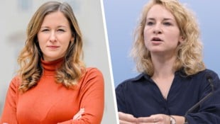 Claudia Plakolm (ÖVP) und Eva-Maria Holzleitner (SPÖ) gelten in ihren Parteien als Zukunftshoffnungen.  (Bild: Krone KREATIV/Harald Dostal, APA/ALEX HALADA)