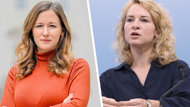 Claudia Plakolm (ÖVP) and Eva-Maria Holzleitner (SPÖ) are seen as future hopes in their parties. (Bild: Krone KREATIV/Harald Dostal, APA/ALEX HALADA)