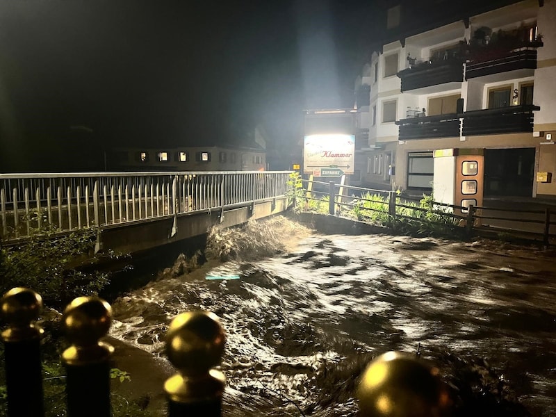 The Innerkremsbach stream had burst its banks. (Bild: AFK Heiss)