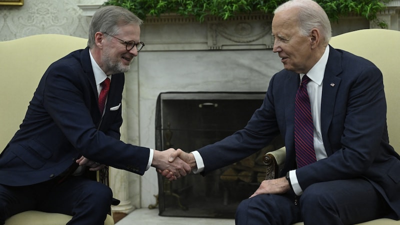 Czech Prime Minister Petr Fiala was a guest at the White House in April. (Bild: AFP)