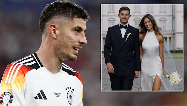 Kai Havertz has married his Sophia. (Bild: APA/AFP/KENZO TRIBOUILLARD, instagram.com/kaihavertz29)