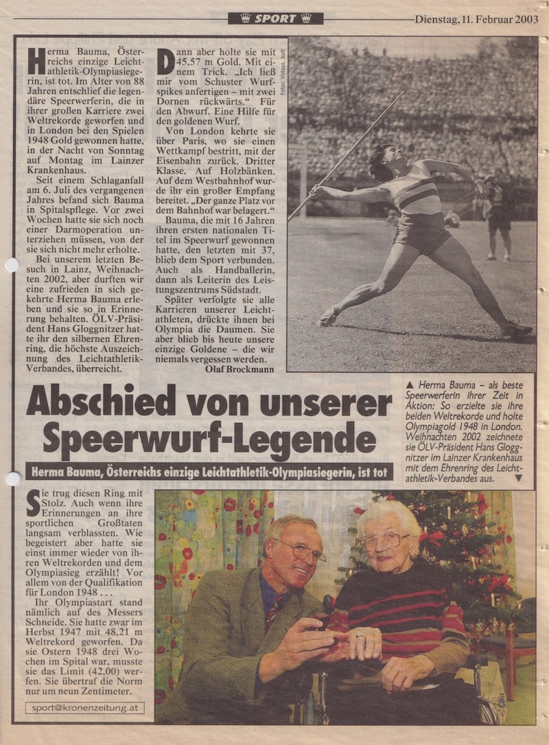 Kronen Zeitung, 11. Februar 2003 (Bild: Olaf Brockmann)