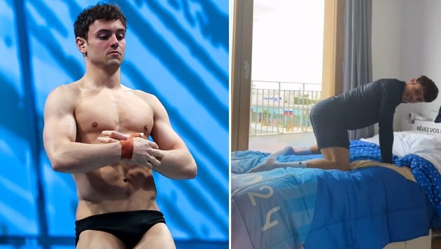 High diver Tom Daley finds the beds in Paris "very sturdy". (Bild: GEPA/instagram.com/TomDaley)