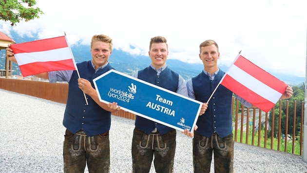 Thomas Sojer, Stefan Moser and Benedikt Laiminger (from left) compete at WorldSkills. (Bild: Johanna Birbaumer)