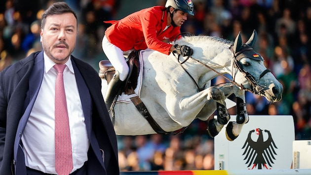 Signa founder René Benko: negotiated the purchase of the million-dollar horse Mumbai, ridden by German Olympic star Christian Kukuk, back in 2021. (Bild: Krone KREATIV/APA/EXPA/JOHANN GRODER, Uwe Anspach/dpa/picturedesk.com)