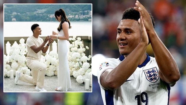 Ollie Watkins and his girlfriend Ellie got engaged while on vacation in Italy. (Bild: APA/AFP/KENZO TRIBOUILLARD, instagram.com/olliewatkins)