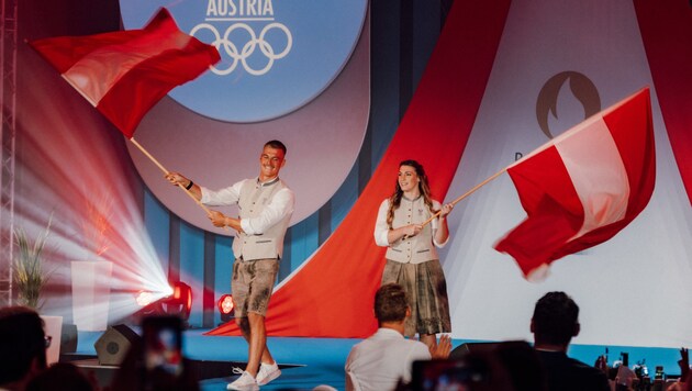 Der Kärntner Felix Oschmautz (li.) ist bei den Olympischen Spielen mit Michaela Polleres (Judo) sogar Fahnenträger. (Bild: GEPA pictures)