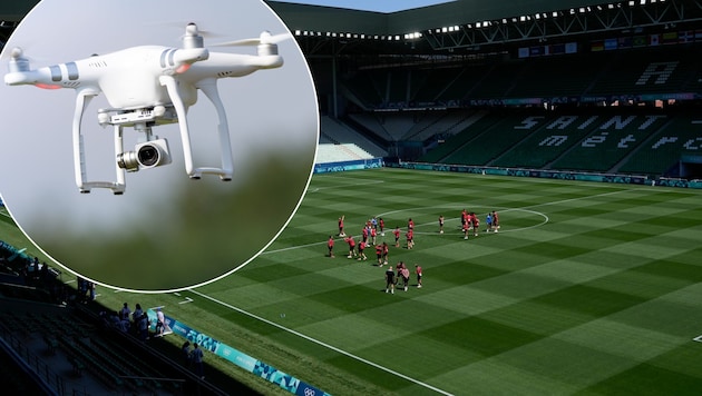 Canada and New Zealand meet on Thursday in Saint-Etienne. A drone causes a stir before the game. (Bild: AP/Silvia Izquierdo, tostphoto – stock.adobe.com)