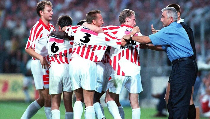 Hans Krankl and his FC Tirol team in the summer of 1994