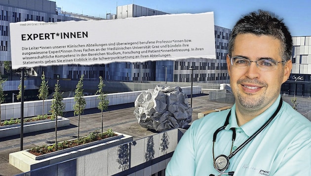 The medical university in Graz attaches great importance to gender asterisks (tear-out) - and therefore removes this doctor from the teaching practice list. (Bild: Krone KREATIV/Med Uni Graz, zVg)