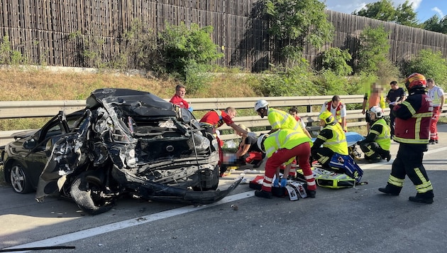 The Viennese woman (35) was treated by first aiders and flown to the Wiener Neustadt regional hospital (Bild: FF Wiener Neudorf)