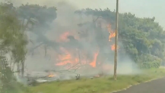 Großer Waldbrand in der Bucht von San Felice in der Nähe der apulischen Küstenstadt Vieste