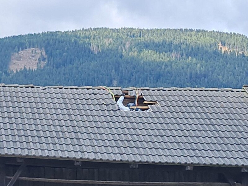 Der Pilot konnte sich selbst festhalten. (Bild: Feuerwehren der Marktgemeinde Greifenburg)