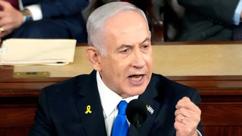 Netanyahu during his speech in the US Congress (Bild: AFP/APA/Getty Images via AFP/GETTY IMAGES/Kent Nishimura)