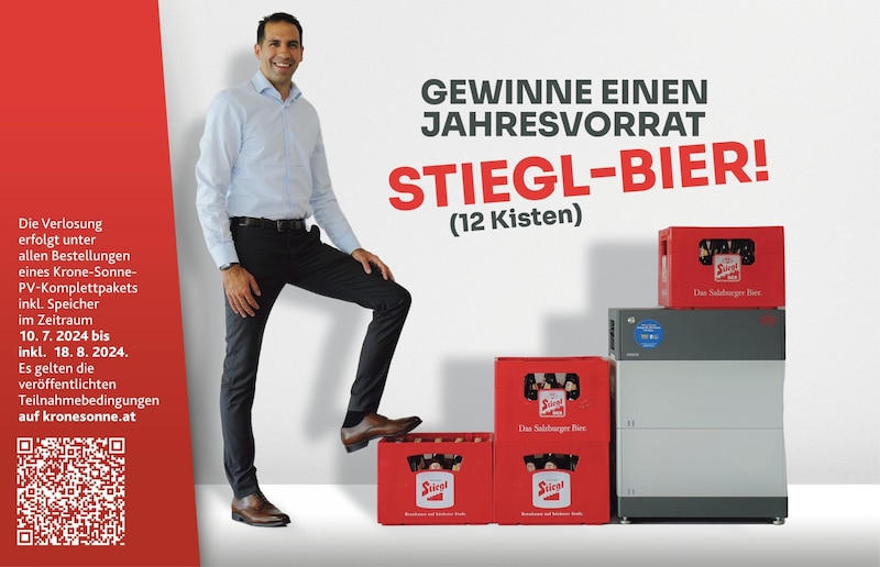 Each additional "beer crate" increases the storage capacity, so that with one additional crate you have a 10 kWh storage system. (Bild: Krone Sonne)