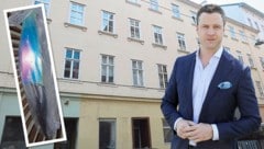 „Ich habe mit dem Mann gerangelt“, sagt Ex-FPÖ-Politiker Johann Gudenus. Der Tatort: Hier spielten sich die wüsten Szenen mit dem Küchenmesser (links) zwischen dem ehemaligen freiheitlichen Spitzenpolitiker Gudenus, einem verletzten Mann und 2 Frauen ab (Bild: Krone KREATIV/Zwefo, Martin Jöchl, zVg)