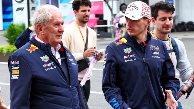 Helmut Marko (l.) and Max Verstappen (Bild: GEPA/GEPA pictures)