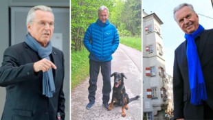 Rudi Federspiel – seit 35 Jahren in der Politik. In der Freizeit oft mit seinem „besten Freund“ Hund Beau (Bild Mitte) unterwegs. (Bild: Birbaumer Christof/zVg)