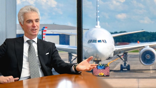 "The warnings of the Chamber of Commerce and the Federation of Austrian Industries about the loss of competitiveness reflect reality," says AMAG CEO Helmut Kaufmann. The fact that aviation is booming helps the aluminum producer. (Bild: Krone KREATIV/EPA, Markus Wenzel)