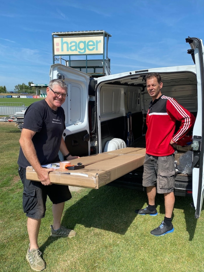 A new scoreboard was delivered from Tyrol.