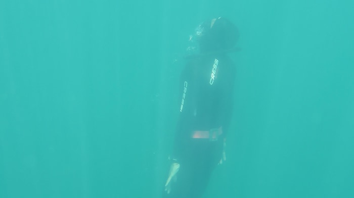 Each of the five divers had to descend 20 meters 55 times and then ascend 20 meters again.