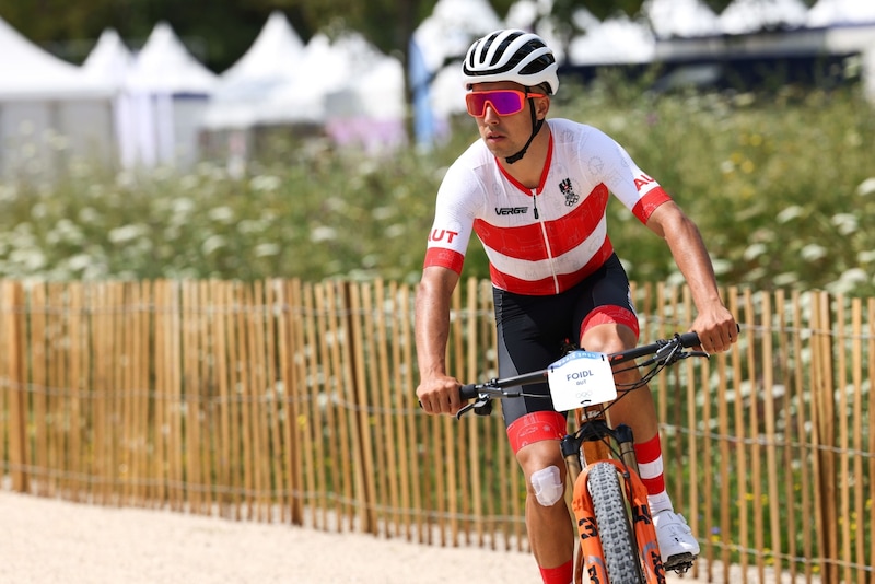 Mountainbiker Maximilian Foidl, der Montag im Cross-Country-Bewerb startet, hat ein Ei als Glücksbringer in Paris dabei. (Bild: GEPA pictures)