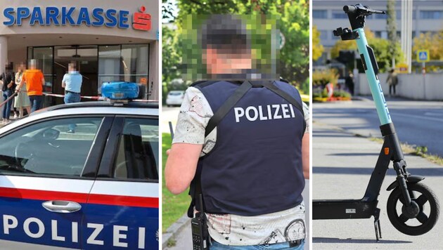 Nach dem Überfall flüchtete der Täter mit einem E-Scooter. Laut Polizei fehlt von ihm nach wie vor jede Spur. (Bild: Johanna Birbaumer/Christof Birbaumer/Krone KREATIV)