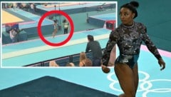 Simone Biles humpelte beim Aufwärmen. Besteht Grund zur Sorge? (Bild: AFP/APA/Lionel BONAVENTURE)