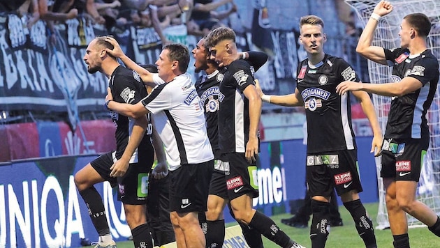 Jon Gorenc Stankovic (left) let Sturm celebrate in extra time. (Bild: GEPA/GEPA pictures)