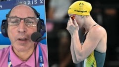 Ein sexistischer Kommentar beim Schwimmen der Frauen wurde dem Kommentator Bob Ballard (li.) zum Verhängnis. (Bild: APA/AFP/Manan VATSYAYANA, twitter.com/bobballardsport)