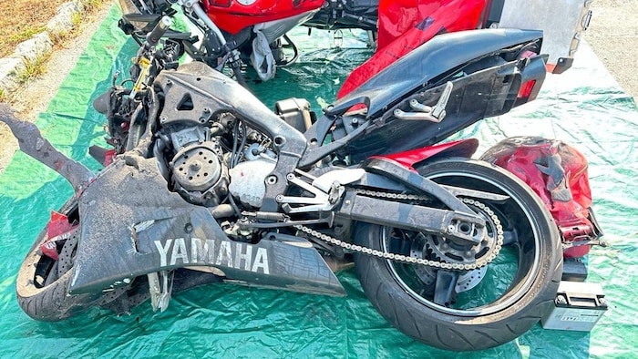 All that remained of the motorcycles were piles of wreckage.