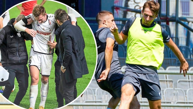 Raguz's bad luck with injuries began at LASK (left) - now Austrias striker (right) is back in training. (Bild: GEPA Pictures, Austria Wien)