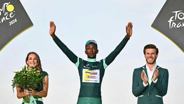 Eritrea-Profi Biniam Girmay gewann als erster Afrikaner das Grüne Trikot bei der Tour de France. (Bild: AFP or licensors)