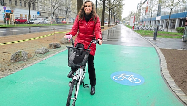 Erstmals ist der Fahrradanteil in Wien auf 10 Prozent angestiegen. Verkehrsstadträtin Ulli Sima (SPÖ) freut sich. (Bild: Bartel Gerhard/Gerhard Bartel)