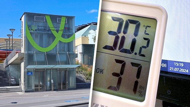 There are only a few departments with air conditioning at Donaustadt Hospital - staff and patients are suffering. (Bild: Krone KREATIV/Peter Tomschi, zVg)