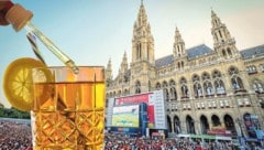 Tatort Public Viewing auf dem Rathausplatz: Auf einer WC-Anlage soll es zur Vergewaltigung gekommen sein. (Bild: Krone KREATIV/APA: Hans Leitner, Evelyn Hronek,)