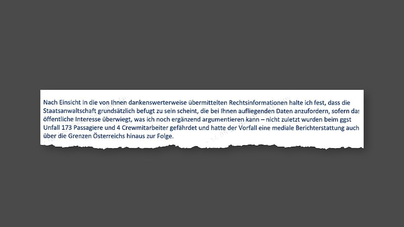 In an email to the SUB, the public prosecutor argues, among other things, that the flight data recorder and the voice recorder should be seized. (Bild: Krone KREATIV/zVg)