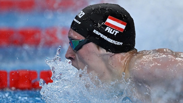 Martin Espernberger im Finale über 200 Meter Delfin einen neuen OSV-Rekord aufgestellt. (Bild: AFP/APA/SEBASTIEN BOZON)