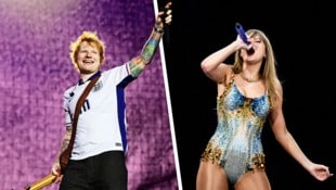 Letzte Chance: Noch bis zum 2. August Tickets für die Konzerte von Ed Sheeran und Taylor Swift gewinnen! (Bild: Krone KREATIV/Robert Haas / SZ-Photo / picturedesk.com JEFF PACHOUD / AFP )