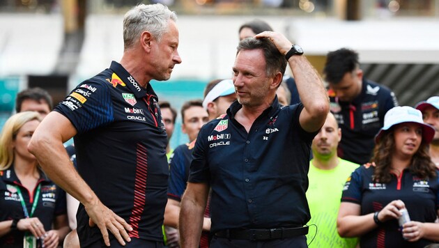 Jonathan Wheatley (l.) mit Christian Horner (Bild: APA/Getty Images)