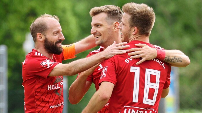 Wollen Abstiegskampf vermeiden: Kuchl-Kicker Perlak, Hödl, Mauberger (v. l.).