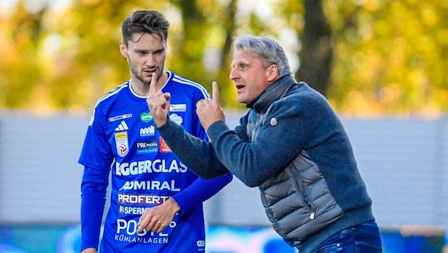 Zum Auftakt trifft Hartberg-Coach Markus Schopp (r.) auf seinen alten Torjäger Max Entrup. (Bild: GEPA/GEPA pictures)