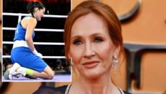 J.K Rowling (re.) leidet mit Angela Carini. (Bild: AFP/Tolga Akmen, MOHD RASFAN)