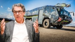 Stefan Pierer (Bild) übernimmt heuer gemeinsam mit Mark Mateschitz und zwei Gesellschaften von Raiffeisen OÖ die Mehrheit bei Rosenbauer. (Bild: Krone KREATIV/Rosenbauer International, Markus Wenzel)