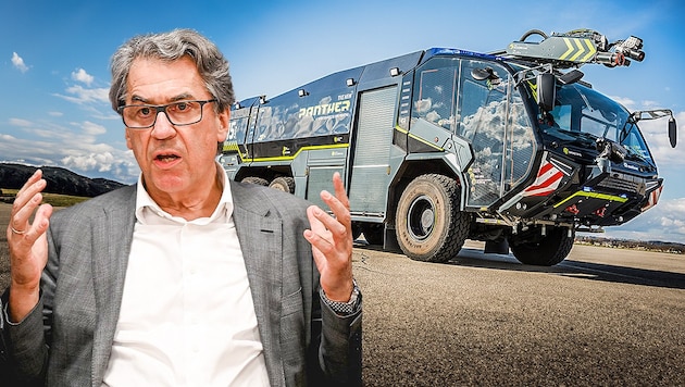 Stefan Pierer (Bild) übernimmt heuer gemeinsam mit Mark Mateschitz und zwei Gesellschaften von Raiffeisen OÖ die Mehrheit bei Rosenbauer. (Bild: Krone KREATIV/Rosenbauer International, Markus Wenzel)