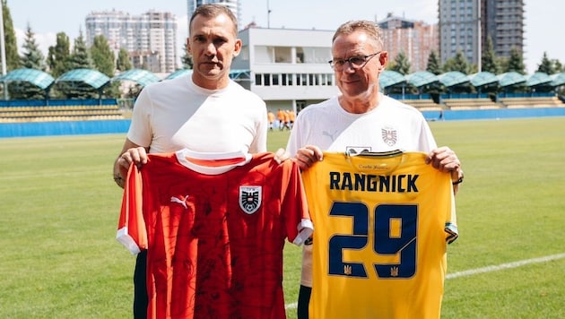 Andrij Schewtschenko, Ralf Rangnick (Bild: x.com/uafukraine)