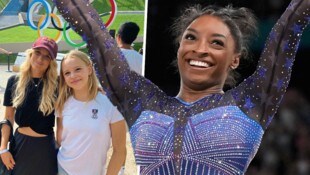 Biles (großes Bild) holte im Mehrkampf ihr bereits sechstes ...